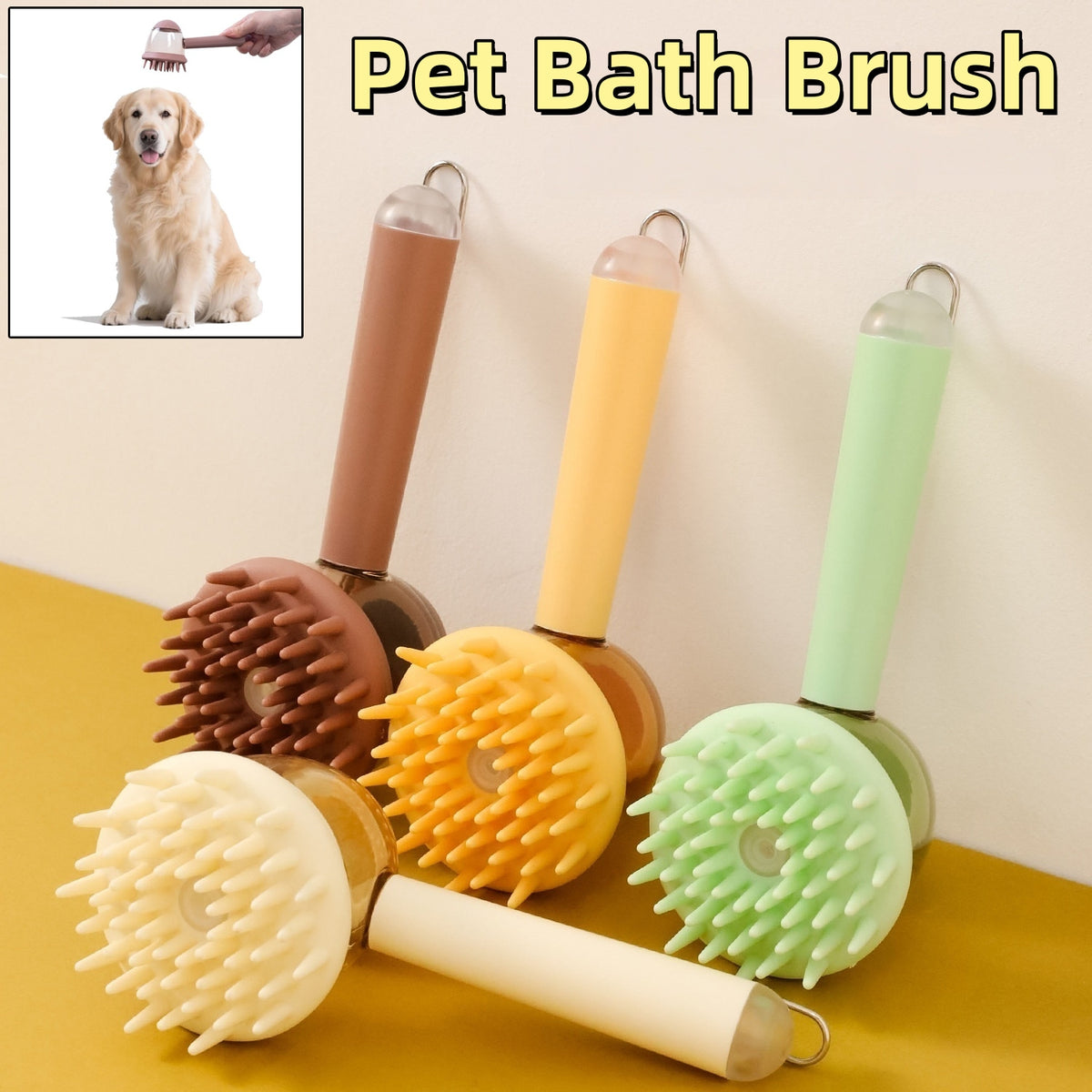 SudsBrush 3-in-1 pet bath and massage brush by Plexia Paw